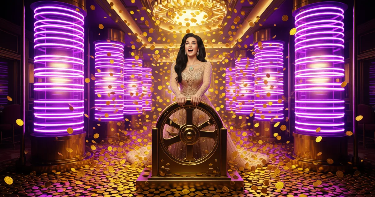 Slot machine reels and casino lights